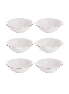 Buy 6-Piece Bowls White/Gold 5.5inch in Saudi Arabia