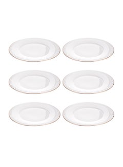 Buy 6-Piece Dinner Plates White/Gold 9.25inch in Saudi Arabia