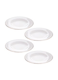 Buy 4-Piece Deep Plates White/Gold 10inch in Saudi Arabia