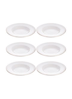 Buy 6-Piece Deep Plates White/Gold 7inch in Saudi Arabia