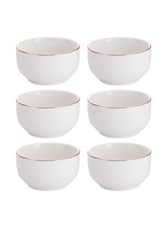 Buy 6-Piece Bowls White/Gold 4.5inch in Saudi Arabia