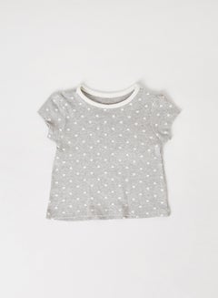 Buy Baby Girls Printed Casual T-Shirt Grey/White in UAE