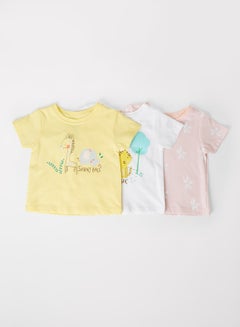 Buy Baby Girls 3-Piece Printed Casual Long lasting T-Shirt Set Multicolour in UAE