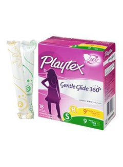 Buy Playtex Gentle Glide 18 Tampons  With Plastic Applicator(9 Regular)(9 Super) Pink in UAE