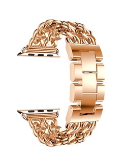 Buy Double Row Cowboy Chain Metal Replacement Band For Apple Watch Series 4 44mm Rose Gold in Saudi Arabia