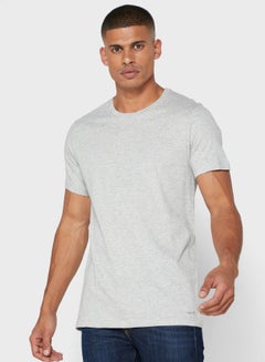Buy 3-Piece Crew Neck Assorted T-Shirt Set Grey/White/Black in UAE