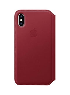 Buy iPhone XS  Leather Folio Case Red in UAE