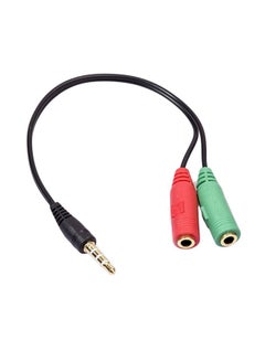 Buy Stereo Audio Male To 2 Female Headset Mic Y Splitter Cable Adapter Black/Red/Green in Saudi Arabia