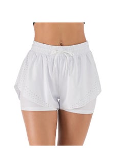 Buy Breathable Fitness Quick Drying Shorts White in Saudi Arabia