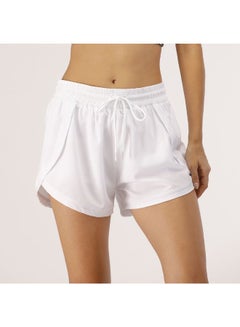 Buy Breathable Fitness Quick Drying Shorts White in Saudi Arabia