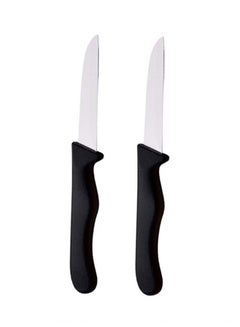 Buy 2-Piece Fruit Knife Set Black/Silver 18.5cm in UAE