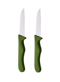 اشتري طقم سكاكين فاكهة من قطعتين أخضر/فضي 18.5سم في الامارات