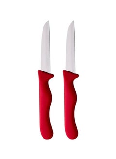 Buy 2-Piece Fruit Knife Set Red/Silver 18.5cm in UAE