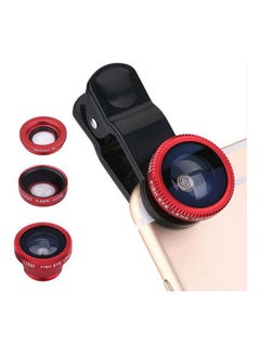 Buy 3-In-1 Mobile Tablet Lens Universal Clip Lens-Fish Eye  Micro  Wide Angle 7.8x2.8x11.4cm Red in Saudi Arabia