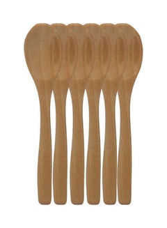 Buy Set Of 6 Pieces Wooden Spoons Beige in UAE