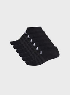 Buy Pair Of 6 Signature Branding Detail Striped Low-Cut Socks Black/White in UAE