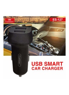 Buy Car Charger With 2 USB Port along with cable for Charging IOS And Android Smart Phones Black in UAE