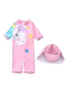 Buy Girl's Cute Swimwear With Cap 80cm in UAE