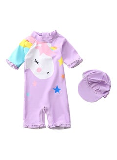 Buy Girl's Cute Swimwear With Cap 110cm in UAE