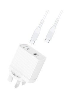 Buy Power Delivery Charger With Type-C To Type-C Cable White in UAE