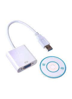 Buy USB 3.0 To VGA Adapter Cable White in UAE