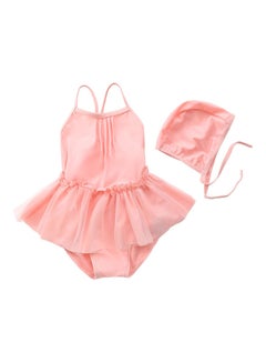 Buy Girl's Cute Swimwear With Cap 90cm in UAE