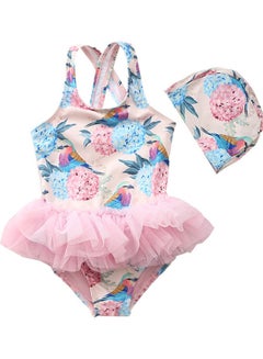 Buy Girl's Cute Swimwear With Cap 80cm in Saudi Arabia