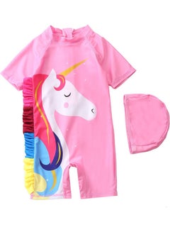 Buy Girl's Cute Swimwear With Cap 110cm in UAE