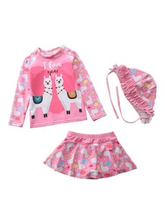 Buy 2-Piece Girl's Cute Swimwear With Cap 90cm in UAE