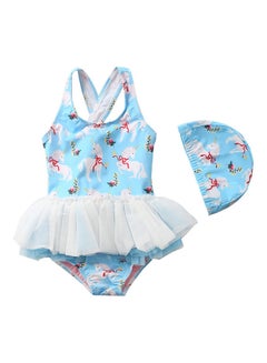 Buy Girl's Cute Swimwear With Cap 80cm in UAE