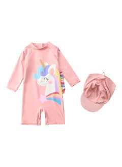 Buy Girl's Cute Swimwear With Cap 110cm in UAE