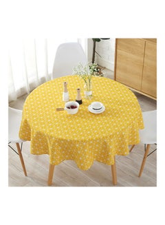 Buy Printed Table Cloth Yellow/White 150cm in Saudi Arabia