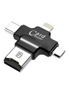 اشتري قارئ بطاقات مايكرو USB-iOS-Type C OTG مايكرو SD TF 4 في 1 لأجهزة أندرويد وiOS أسود في الامارات