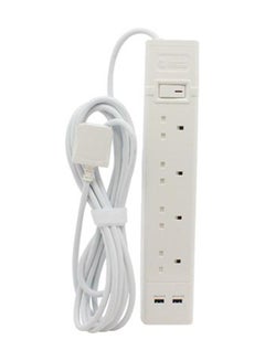 اشتري 4 Sockets Cord Extension 13A With 2 USB Ports أبيض 5متر في السعودية