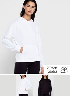 Buy 2 Pack Essential Pocket Detail Hoodie White/Black in Saudi Arabia