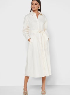 Buy Button Through Midi Dress White in Saudi Arabia