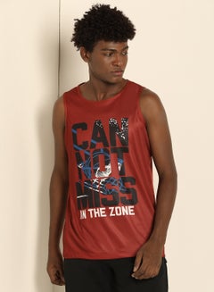 Buy Basic Round Neck Can Not Miss In The Zone Printed Vest Red/Black/White in Saudi Arabia