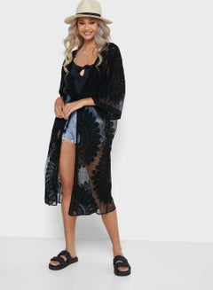 Buy Mesh Embroidered Cover Up Black in UAE