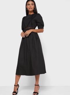 Buy Embroidered Detail Midi Dress Black in Saudi Arabia