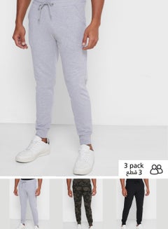 Buy 3-Piece Elacticated Waist Casual Sweatpants Set Multicolour in UAE