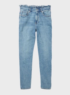 Buy High Waist Mom Jeans Blue in Saudi Arabia