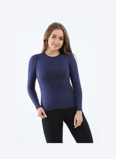 Buy T-Shirt Round Long Sleeves Navy in Egypt