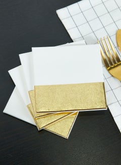 Buy 4-Piece Leather Effect Dipped Coaster Set White/Gold in UAE