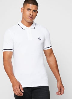 Buy Tipped Slim Fit Polo White in UAE