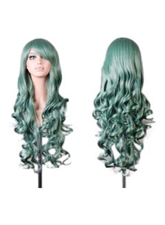 Buy Cosplay Party Long Wavy Curly Wig Green 84cm in UAE