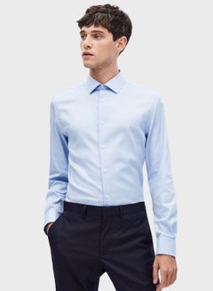 Buy Stylish Collared Neck Shirt Light Blue in UAE