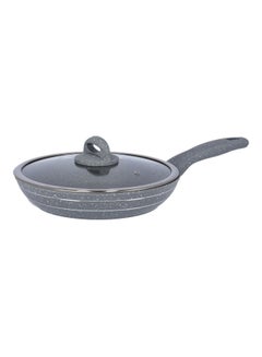 Buy Granite Coated Frypan With Lid Grey 26x5cm in Saudi Arabia