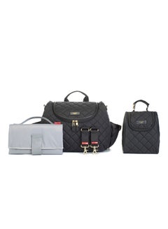 Buy Poppy Quilted Diaper Bag - Black in UAE