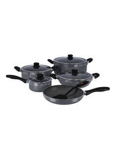 Buy 10-Piece Aluminum Cookware Set Black 55x45x22cm in UAE