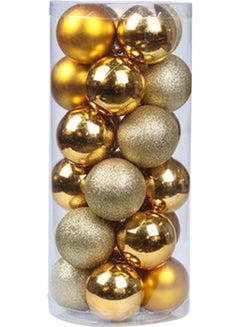 Buy 24-Piece Christmas Tree Hanging Ball Ornament With Lanyard Set Gold in Saudi Arabia